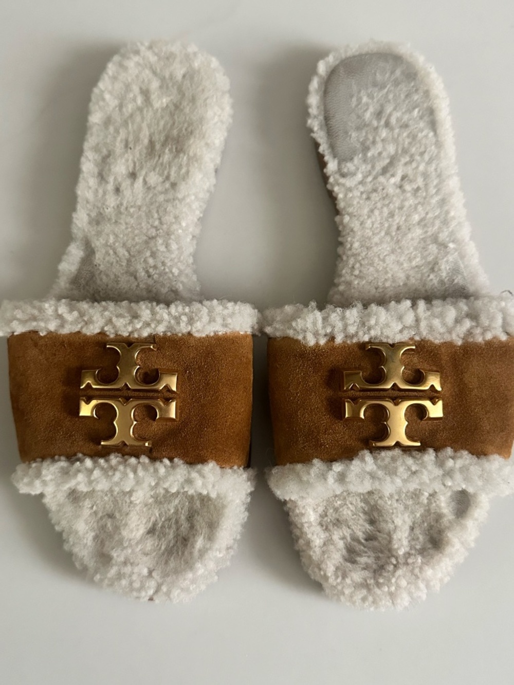 Tory Burch Camel Shearling Slide